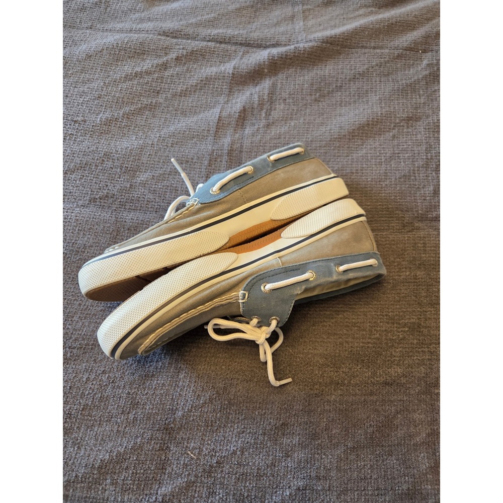 Sperry Top-Sider Boat Shoes Mens 10.5 Canvas Blue Grey Memory Foam Sneakers Deck - Picture 3 of 5